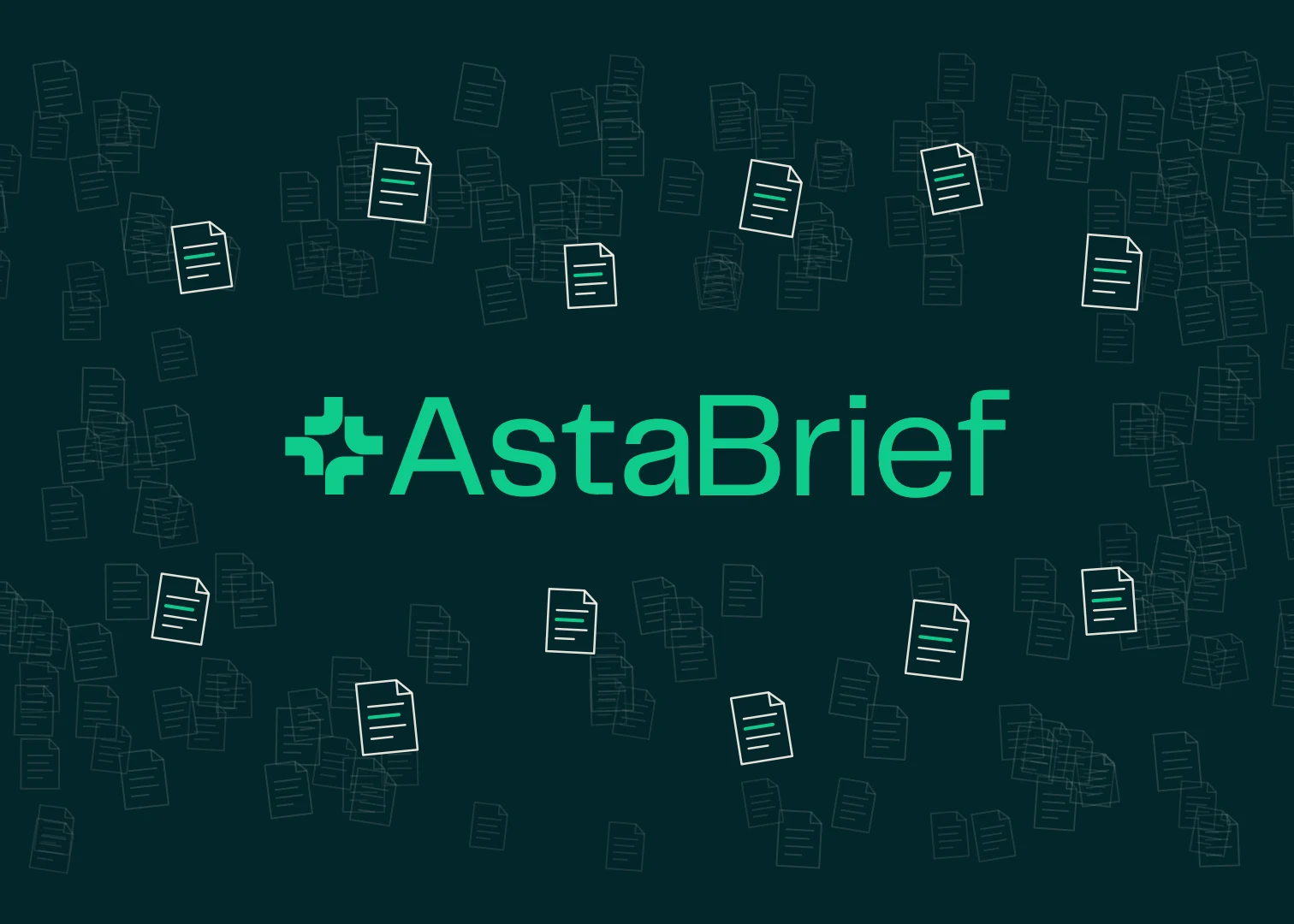 AstaBrief announcement artwork showing green document symbols around the AstaBrief name.
