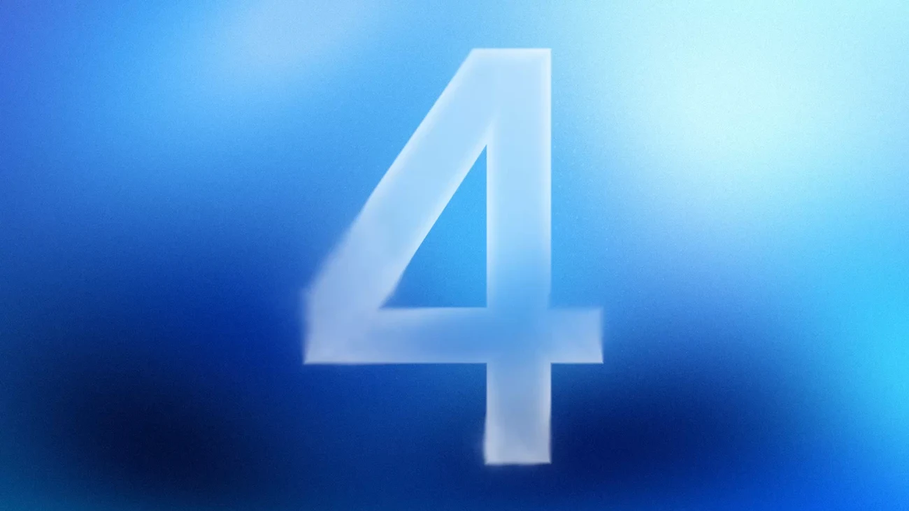 Translucent numeral 4 on a blue gradient in the official Gemini 4 Argon announcement artwork.