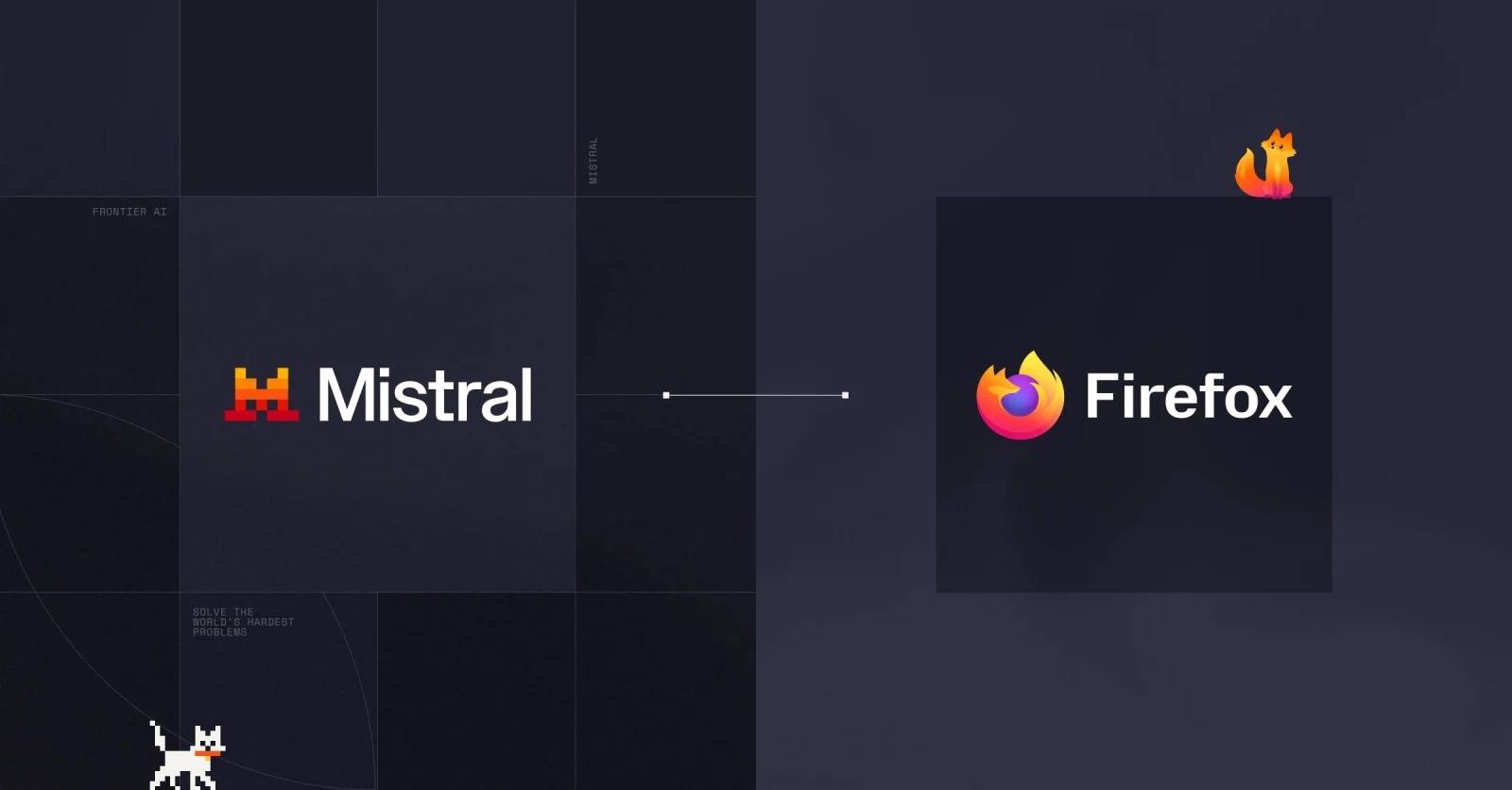 Official partnership graphic connecting Mistral and Firefox names and logos.